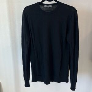 Icebreaker 100% merino wool black crew sweater with breathable side panels